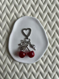 🍒 Bijoux licol : rouge pailletées avec finition argent
